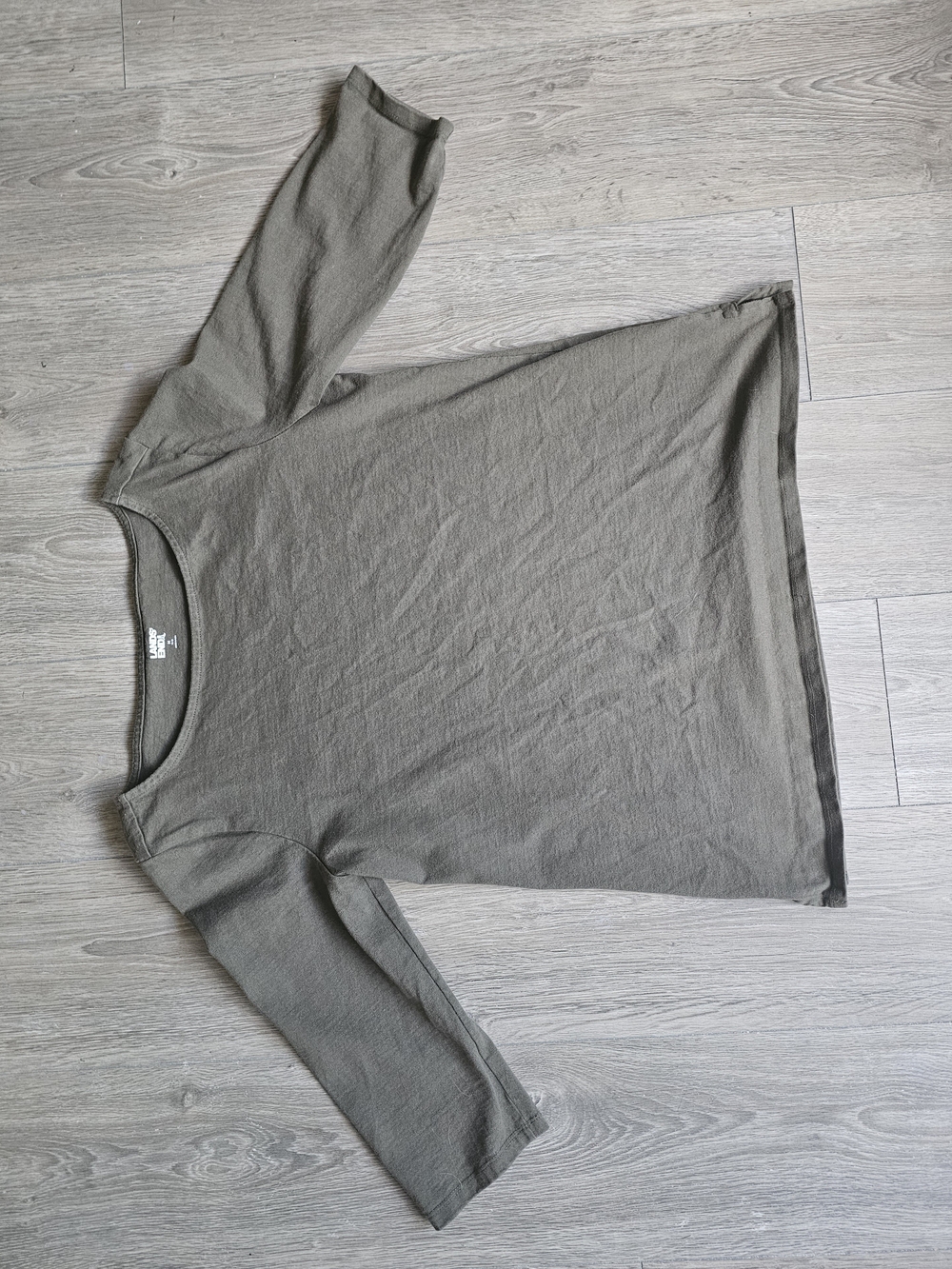 Lands' End Olive Green 3/4 -Sleeve Boatneck Tee
